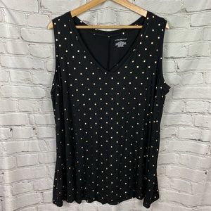 NWOT Lane Bryant Black with Gold Foil Dots Tank Top. Size 18/20.